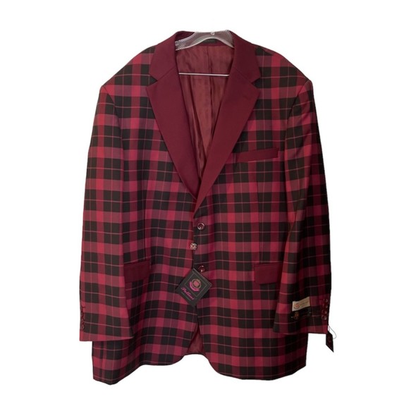 NWT Mens 3 pc Pallini Super 150’s Burgundy Suit Sz 52R/47W - Picture 4 of 10